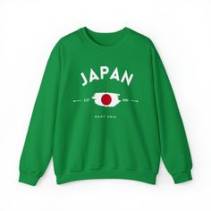 Ideal for any situation, the Japan Unisex Sweatshirt is pure comfort. This heavy blend crewneck sweatshirt is made from a combination of 50% cotton and 50% polyester, helping designs come out looking fresh and beautiful. The collar is ribbed knit, so it retains its shape even after washing. There are no itchy side seams on these sweaters. With a medium-heavy fabric weight of 8.0 oz/yd² (271.25 g/m²) and a loose fit, this sweatshirt runs true to size. Embrace Japanese culture with this cozy and s Japanese Sweatshirt, Traditional Japanese Design, Japanese Sweater, Japanese Flag, Modern Streetwear, Style Sweatshirt, Streetwear Style, Funny Sweatshirts, Japanese Design