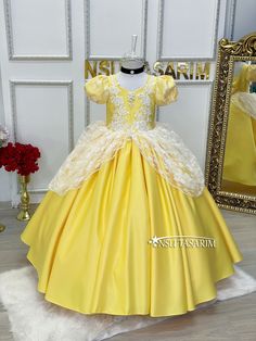 Yellow princess costume . Baby girl dress. Yellow princess birthday dress. For special occasion. Handmade! Yellow Princess Dress Kids, Yellow Princess Dress, Princess Birthday Dress, Dress For Special Occasion, Princess Dress Kids, Kids Couture, Princess Costume, Skater Dresses, Birthday Dress