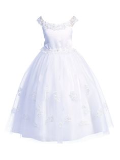 A fashionable white tea length Communion dress by designer Lito will give grace and make her look amazing on her special day. Features a satin bodice and a glitter tulle skirt with sequin and bead accents. Secured with an invisible zipper at the back and embellished with a satin bow. Made in USA. Give Grace, First Communion Dresses, Communion Dresses, Satin Bow, White Glitter, White Tea, Tea Length, First Communion, Invisible Zipper