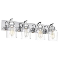 four light bathroom fixture with clear glass shades