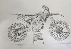 a pencil drawing of a dirt bike