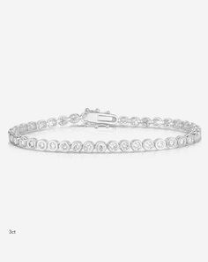 Ring Concierge Bracelets 14k White Gold / 6.5" / 3 Carats Bezel-Set Classic Diamond Tennis Bracelet Ring Concierge, Necklace Length Guide, Bracelet Size Chart, Kids Rings, Diamond Tennis Bracelet, Kids Bracelets, Bracelet Ring, Bezel Set Diamond, Kids Earrings