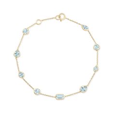 14ky gold bracelet with mixed shape Aquamarines. Shop March Birthstone with Carter Eve Jewelry. Aqua Marine Jewelry, Aquamarine Jewelry Bracelet, Marine Jewelry, Pandora Gold, Jeweled Shoes, Sparkle Bracelet, Aquamarine Bracelet, Aquamarine Necklace, Aquamarine Jewelry