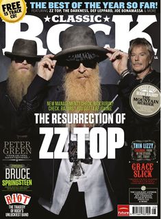 the front cover of rock classic magazine featuring two men with long beards and hats