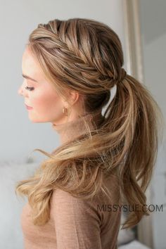 Fishtail French Braid Ponytail | MISSY SUE Fishtail French Braid, Braided Hairdo, Long Blonde, Favorite Hairstyles, Braided Hairstyles Easy