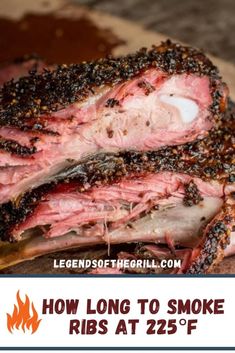 a close up of meat on a cutting board with the words country style smoked ribs