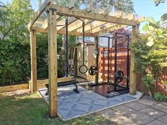 a home gym in the back yard