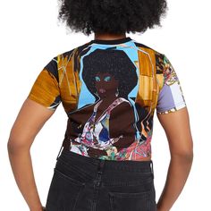 Mickalene Thomas's Le Déjeuner sur l'herbe: Les trois femmes noires has been artfully adapted into an allover-print for this sporty cropped tee by Studio Mickalene. Details 100% combed cotton jersey with all-over print Women's sizing, XS to 2XL Crew neck, cropped hem © Mickalene Thomas See this work in person during special exhibition Mickalene Thomas: All About Love at the Barnes. Mickalene Thomas, All About Love, Cropped T Shirt, Cropped Tee, About Love, Crop Tshirt, Crop Tee, Combed Cotton, Crew Neck