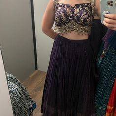 Beautiful Purple Lehenga, Worn Only Once. Size ~L, But The Top Was Taken In Just Slightly. Adjustable Fit On The Skirt. Purple Lehenga, Color Purple, Lehenga, The Top, Skirt, Purple, Women Shopping, Color