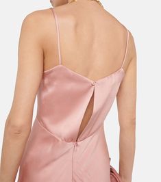 Bridal Selce Satin Slip Dress in Pink - Max Mara | Mytheresa Sleek Silk Floor-length Slip Dress, Elegant Satin Maxi Slip Dress With Back Opening, Satin Maxi Slip Dress With Back Opening, Satin Slip Dress With Back Opening, Satin Slip Dress With Back Opening In Maxi Length, Satin Slip Dress With Spaghetti Straps And Back Opening, Silk Dresses With Subtle Sheen, Chic Satin Gown With Back Opening, Silk Evening Dresses With Subtle Sheen