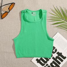 Color: green, Size: M Top Verde, Knitted Crop Tank Top, Sports Crop Tops, Vest Crop Top, Colorful Crop Tops, Running Vest, Streetwear Tops, Yoga Tank Tops, Sport Tank Tops