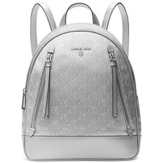 Refined And Modern, The Small Brooklyn Monogram Backpack By Michael Michael Kors Redefines Handsfree Style. Small Sized Bag; 10"W X 12-1/2"H X 4"D (Width Is Measured Across The Bottom Of Backpack); 2.24 Lbs. Approx. Weight 2"L Top Handle; Adjustable Backpack Straps Zip Closure Hardware Tone Varies By Color, 2 Exterior Zip Pockets Interior Back Zip Pocket, Padded Tech Compartment & Front Slip Pocket Tablet Compatible (Std. Size 8"-10") 1-Year Manufacturer's Limited Warranty Polyurethane, Cotton, Designer Michael Kors Backpack With Logo, Michael Kors Standard Backpack With Logo, Standard Backpack With Logo For Errands, Classic Logo Backpack Bag, Standard Backpack For Errands With Logo, Classic Logo Backpack, Monogram Backpack, Silver Bags, Backpack Straps