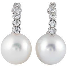 18K white Gold Diamonds 0.72 Carats 13-14mm South Sea Pearl Tiffany And Co Gold, Drop Gold Earrings, South Sea Pearls Earrings, Golden South Sea Pearls, Pearl And Diamond Earrings, Sea Pearl, White Gold Earrings, Tiffany And Co, South Sea Pearls