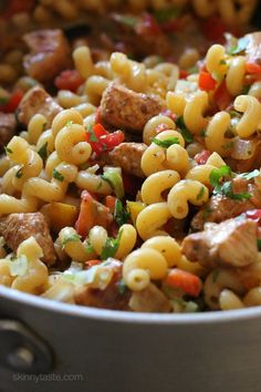 pasta with meat and vegetables in a pan