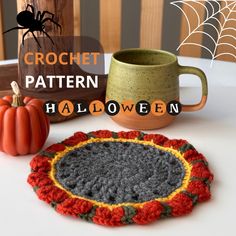 a crochet pattern for a halloween coaster