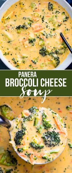 broccoli cheese soup in a white bowl