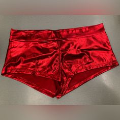 Kepblom Red Metallic Shorts Size Large New Without Tags Red Sequin Shorts, Red Shorts For Summer Party, Red Party Shorts For Summer, Red Party Bottoms In Short Length, Red Party Bottoms Of Short Length, Red Short Length Bottoms For Party, Red High-waisted Shorts For Party, Fitted Red Short Bottoms, Red Stretch Short Bottoms