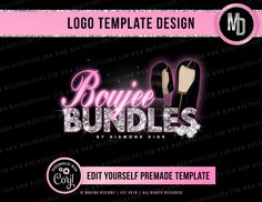 the logo design for boutiques and beauty products is shown in pink, black and white