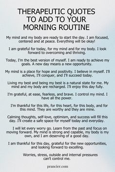 Writing therapy Therapeutic Quotes, Confident Words, Positive Morning Affirmations, Spiritual Affirmations, Therapy Art, Positive Morning, Journal Therapy, Morning Mantra, Daily Journaling