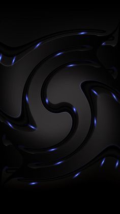 an abstract black background with blue lights and swirls on the bottom half of it