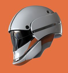 a helmet is shown on an orange background