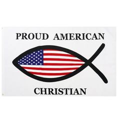 an american christian fish flag sticker on a white background