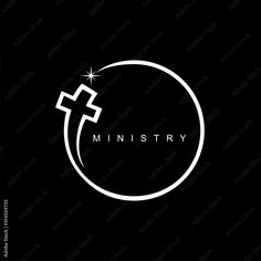 the logo for a church that is black and white with a cross on it's side