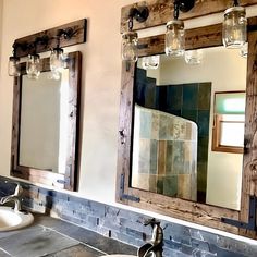 Lulight - Etsy Farmhouse Style Lighting, Industrial Style Bathroom, Rustic Mirrors, Rustic Bathroom Decor