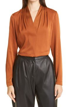 Kobi Halperin, Georgette Tops, Elegant Drapes, Blouse Nordstrom, Silk Blouse, Rust, Short Dresses, Women's Clothing, In Store