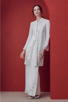 White Dress For Hijab, Melayu Dress, Kebaya Melayu, Malaysian Dress, Baju Kurung Moden Style, Wedding Gown Inspiration