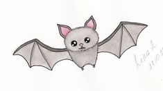 a drawing of a bat flying in the sky