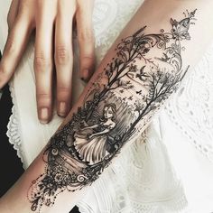 Lace Tattoo Art Collection Inner Forearm Tattoo Cover Up, Romantic Gothic Tattoo, Oval Frame Tattoo, Framed Tattoo, Fairies Dancing, Skeleton Hand Tattoo, Gothic Tattoo, Weird Tattoos, Lace Tattoo