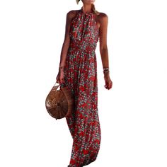 Description:The printed paisley/polka dot/flowers makes this maxi dress bohemian. Featuring o neck, halter and backless, this dress is trendy.After the dress is paired with high heels and stylish bag, it can bring you a pretty outlook.Made from polyester material, this dress is soft and comfortable to wear.There are four sizes (S, M, L, XL) for you to choose from.You can wear this dress for party, gathering, travel, street wear, cocktail or daily life.Item Name: DressStyle: BohemiaSex: WomenFeatures: Paisley Print, Halter, SleevelessSeason: SummerSize Type: RegularSize Details:[Our Size S] Bust: 84cm-94cm/33.1"-37",Length: 135cm/53.1" (Approx.)[Our Size M] Bust: 88cm-98cm/34.6"-38.6", Length: 136cm/53.5" (Approx.)[Our Size L] Bust: 92cm-102cm/36.2"-40.2", Length: 137cm/53.9" (Approx.)[Our Summer Floral Print Non-stretch Sundress, Non-stretch Floral Print Sundress For Summer, Spring Beach Maxi Dress Non-stretch, Flowy Spring Maxi Dress With Halter Neck, Non-stretch Chiffon Maxi Dress For Summer, Non-stretch Maxi Dress For Spring Beach Occasions, Spring Beach Non-stretch Maxi Dress, Summer Chiffon Maxi Dress Non-stretch, Spring Flowy Halter Neck Maxi Dress