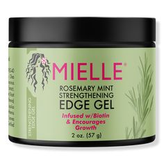 Rosemary Mint Strengthening Edge Gel - ROSEMARY MINT EDGE GEL 2 OZ 2.0OZBenefitsInfused with Biotin and natural ingredients such as coconut and babassu seed oilProvides hold to edges, baby hairs and flyaway'sDelivers intense shineSupports healthy edges - Rosemary Mint Strengthening Edge Gel Mielle Rosemary Mint, Edge Gel, Thick Natural Hair, Humulus Lupulus, Mielle Organics, Best Hair Mask, Mint Hair, Mint Oil, Hair Masque