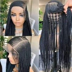 We make this ghana braids style in a wig. The wig is made  with  full lace. It takes about two to  three weeks to process.  Its handmade to ensure the best quality.  It's a completely stress free option for gorgeous ladies who love big cornrow braids. Your hair looks like new everyday you wear it. Select the color you want. The colors available are: color 1, 2, 27,30,33,613,custom color, pink,silver grey, blue, purple,  burgundy,white. Please check your messages when you place your order and pro Big Cornrow Braids, Ghana Braid Styles, Ghana Braids, Feed In Braids Hairstyles, Box Braid Wig, Braided Wigs, Braided Wig, Natural Hair Braids, Braids For Black Women