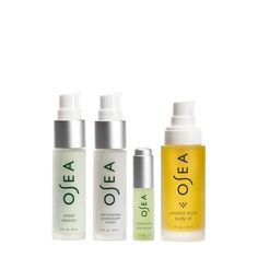 OSEA’s Bestsellers Set For Face + Body features four travel-size bestsellers to elevate your daily skincare ritual into a high-performance routine for healthy, hydrated and glowing skin head-to-toe. This 4-step routine includes face favorites Ocean Cleanser, Hyaluronic Sea Serum and Atmosphere Protection® Cream plus #1 bestselling Undaria Algae Body Oil for a complete daily routine for face and body. How To Use: Step 1: Apply Ocean Cleanser to damp face and rinse with warm water. Use morning and Osea Skincare, Anti Aging Body, Dry Face, Body Balm, How To Exfoliate Skin, Skin Care Kit, Daily Skin Care Routine, Daily Skin Care, Ulta Beauty