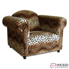 a leopard print chair with black legs