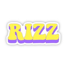 the word rizz in purple and yellow on a white background