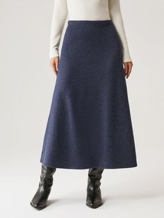 Ogl Cashsoft Elastic Waist A-Line Midi Skirt – OGLmove Style Maxi Skirt, Winter Midi Skirt Outfit, Midi Skirt Winter, A Line Skirt Pattern, Long Wool Skirt, A Line Skirt Outfits, Long A Line Skirt, A Line Denim Skirt, Maxi Skirt Style