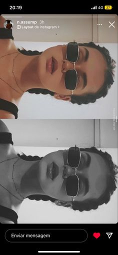 two pictures of a man with sunglasses on his face