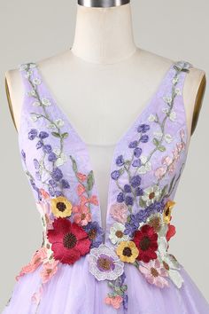 Get ready to make a statement with our 3D Floral V-Neck Backless Homecoming Dress in Lavender! This stunning dress features intricate 3D floral lace that adds depth and texture, while the plunging neckline and back add a touch of allure. The A-line silhouette is perfect for a flattering fit, making this short homecoming dress a must-have for any special occasion. Don't miss out on this beautiful and unique piece!
Product details

SKU: MD1069

Tulle Material
Short Length
Size: US 0-16. Check our Lavender Homecoming Dress, Velvet Homecoming Dress, Two Piece Bridesmaid Dresses, Dress With 3d Flowers, Purple Homecoming, Puffy Prom Dresses, Country Bridesmaid Dresses, Floral Homecoming Dresses, Tight Prom Dresses