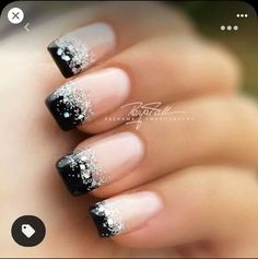 French Pedicure, Black Tips, Valentine Nails, Smink Inspiration, Black Nail Designs, Acrylic Wedding, Nail Designs Glitter, Classy Nails