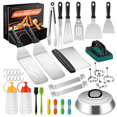 an assortment of kitchen utensils and tools