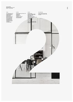 the number 2 is displayed in front of a white background with black and white images