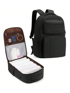 [Shoe compartment design and Laptop compartment]This travel backpack features a 180°fully open main pocket, laptop compartment x 2 (suitable for 13 inch tablets and 15.6 inch laptops respectively), and many other pockets for different uses. Wet bags can help you separate dry and damp items. If you have wet clothes or towels, you can put them in a wet bag. A separate shoe compartment can help you better carry your shoes and keep them in your travel bag.
[ USB Charging Port ] With a built-in charg Multifunctional School Backpack Luggage, Anti-theft Backpack For Trips, Large Capacity Multifunctional Backpack Luggage, Multifunctional Large Capacity Backpack Luggage, Portable Backpack Luggage For Travel, Portable Travel Backpack Luggage, Everyday Backpack Luggage, Black Backpack With Adjustable Strap For Trip, Multifunctional Backpack Travel Bag