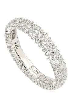 a white gold and diamond ring with rows of round brilliant cut diamonds on each side