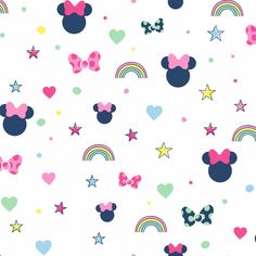 mickey mouse wallpaper with hearts, stars and rainbows