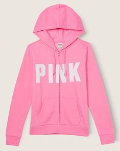 Victoria's Secret PINK Hoodie Everyday Lounge  White Block/Sans Logo on Front Drawstring Hoodie Full Zip Kangaroo Pocket Approximate 24" Body Length Color:  Dreamy Pink Size:  L New, Never used, Never worn USPS  Ground Advantage Shipping Light Pink Hoodie, Pink Zip Up Hoodie, Pink Outfits Victoria Secret, 2000s Fashion Trends, Victoria Secret Pink Sweatshirts, Block Logo, Pink Hoodie Victoria Secret, Pink Fleece, Fur Hoodie