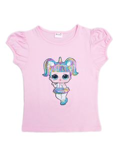 TS107P_4.JPG?0 Unicorn Shirt, Sequin Shorts, Pink Unicorn, Bratz Doll, Crew Neck Shirt, Cute Shirts, Pink Girl, Funny Tshirts, Short Sleeve Shirt