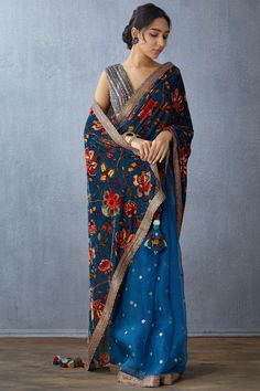 Buy Embellished Silk Velvet Saree by Torani at Aza Fashions Velvet Saree, Ethnic Dresses, Floral Print Sarees, Traditional Attires, Bodycon Outfits, Designer Sarees Collection, Pakistani Fashion Casual